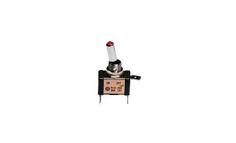 45557 TOGGLE SWITCH WITH LED:2 TERMINALS 12V_RED 20A