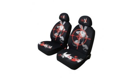 54645 BUGS BUNNY:PAIR OF FRONT SEAT COVERS_BLACK