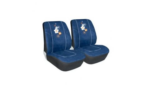 54857A FLORAL:PAIR OF FRONT SEAT COVERS_BLUE